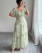 Women's Slim Fit Dress with Ruffle Sleeves