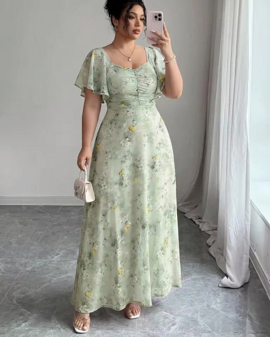 Women's Slim Fit Dress with Ruffle Sleeves