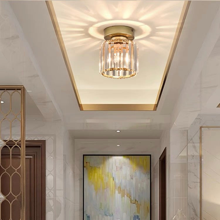 Flush Mount Ceiling Light with Crystal Shade for Hallway and Living Room