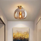 Noraya | Modern Copper Glass Ceiling Light with E27 Fitting for Hallway and Bedroom Lighting
