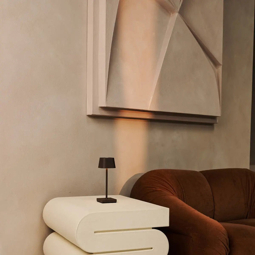 Sarphati Mini Mocha Brown Cordless Lamp | Wireless Charging via Charging Station, Dimmable & 3 Light Modes
