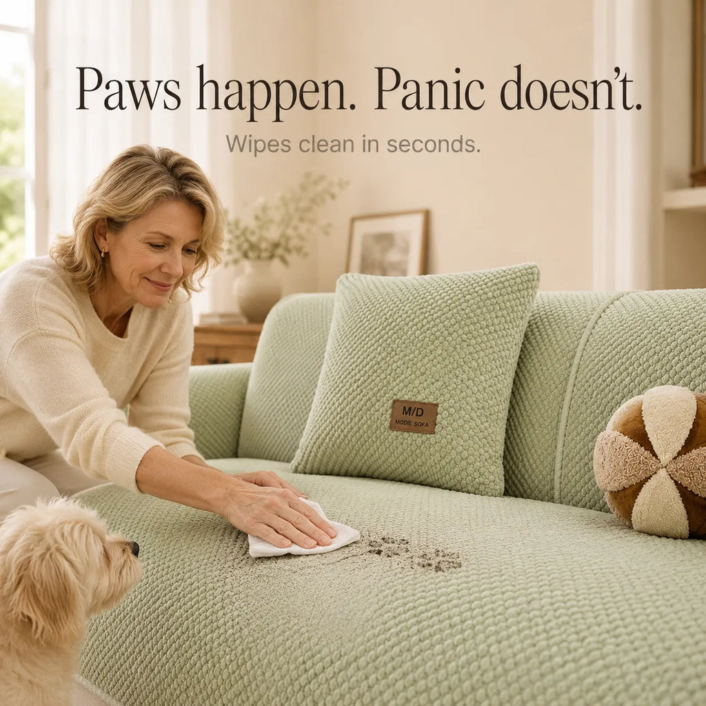 Non-Slip Sofa Cover for Pets – Plush Grip-Dot Couch Protector