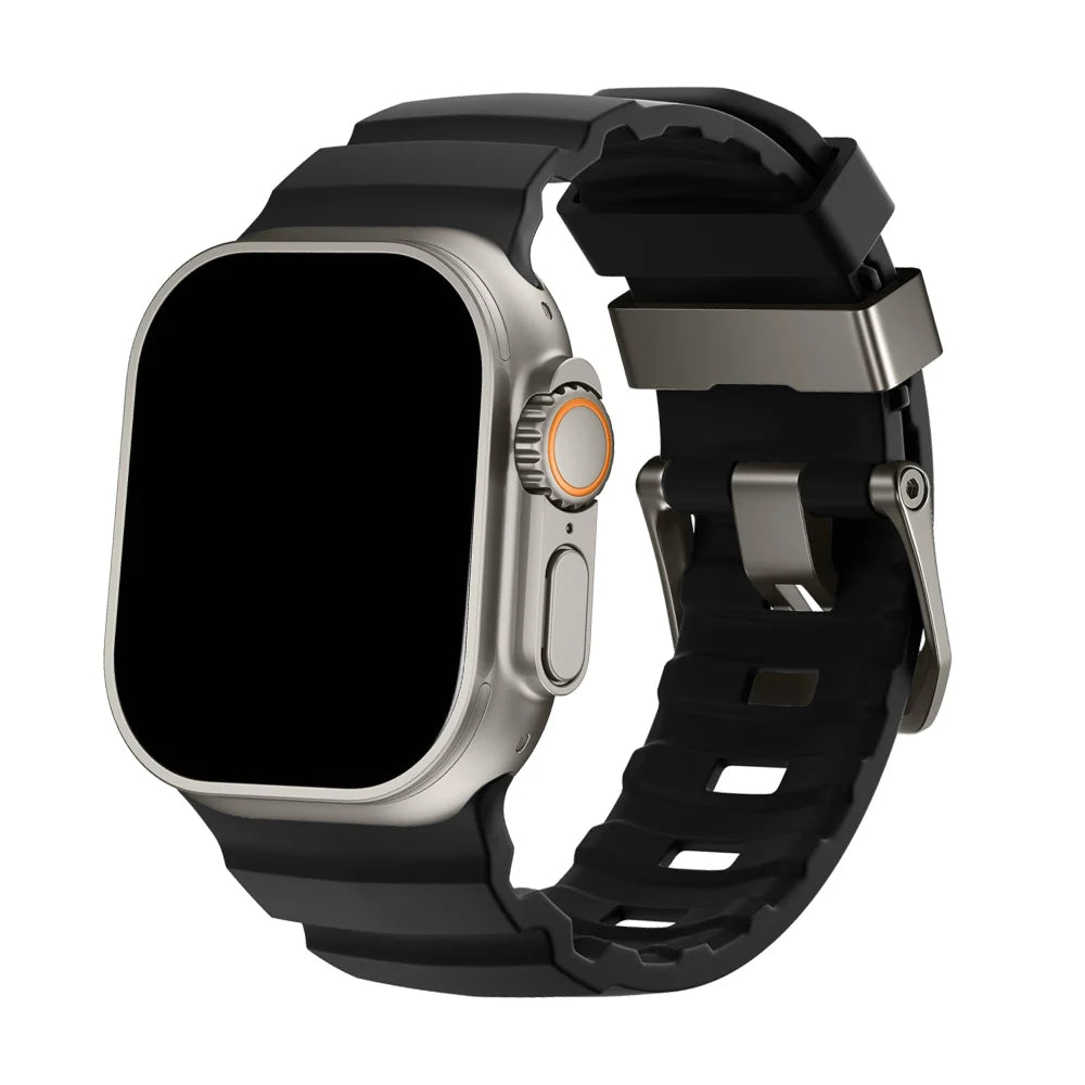 Silicone Watch Strap for Apple Watch with Titanium Buckle