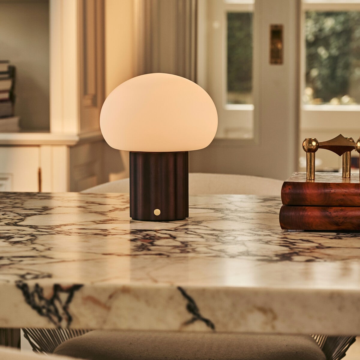 Jord Dark Brown Rechargeable Table Lamp | Wireless, Unique & Up to 100 Hours of Light
