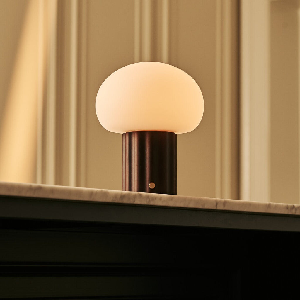 Jord Dark Brown Rechargeable Table Lamp | Wireless, Unique & Up to 100 Hours of Light