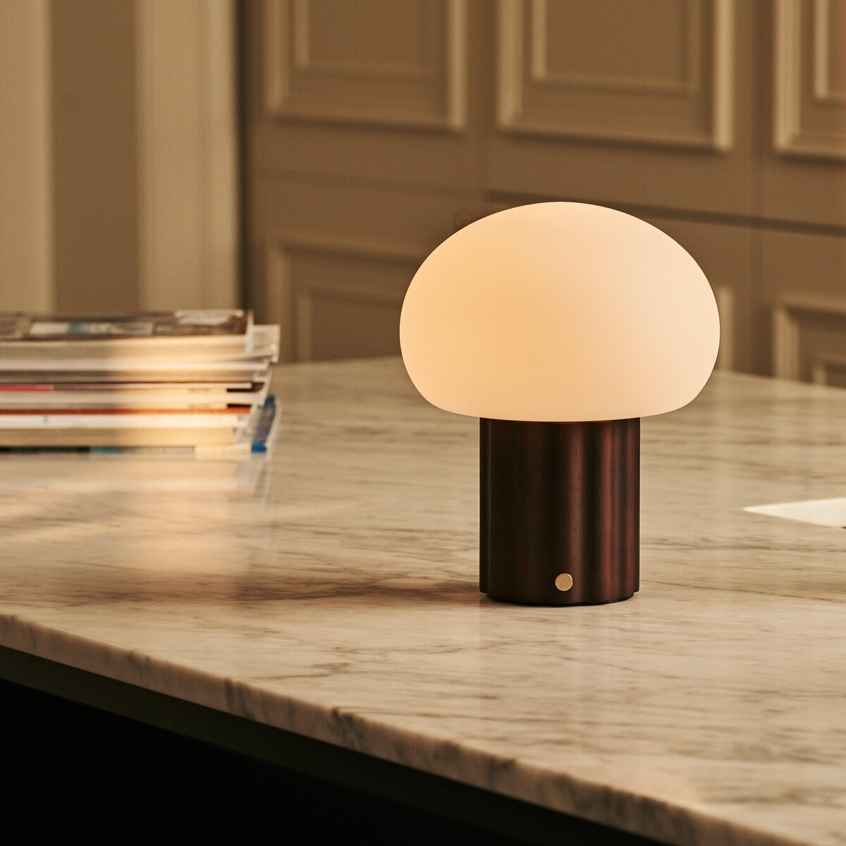 Jord Dark Brown Rechargeable Table Lamp | Wireless, Unique & Up to 100 Hours of Light