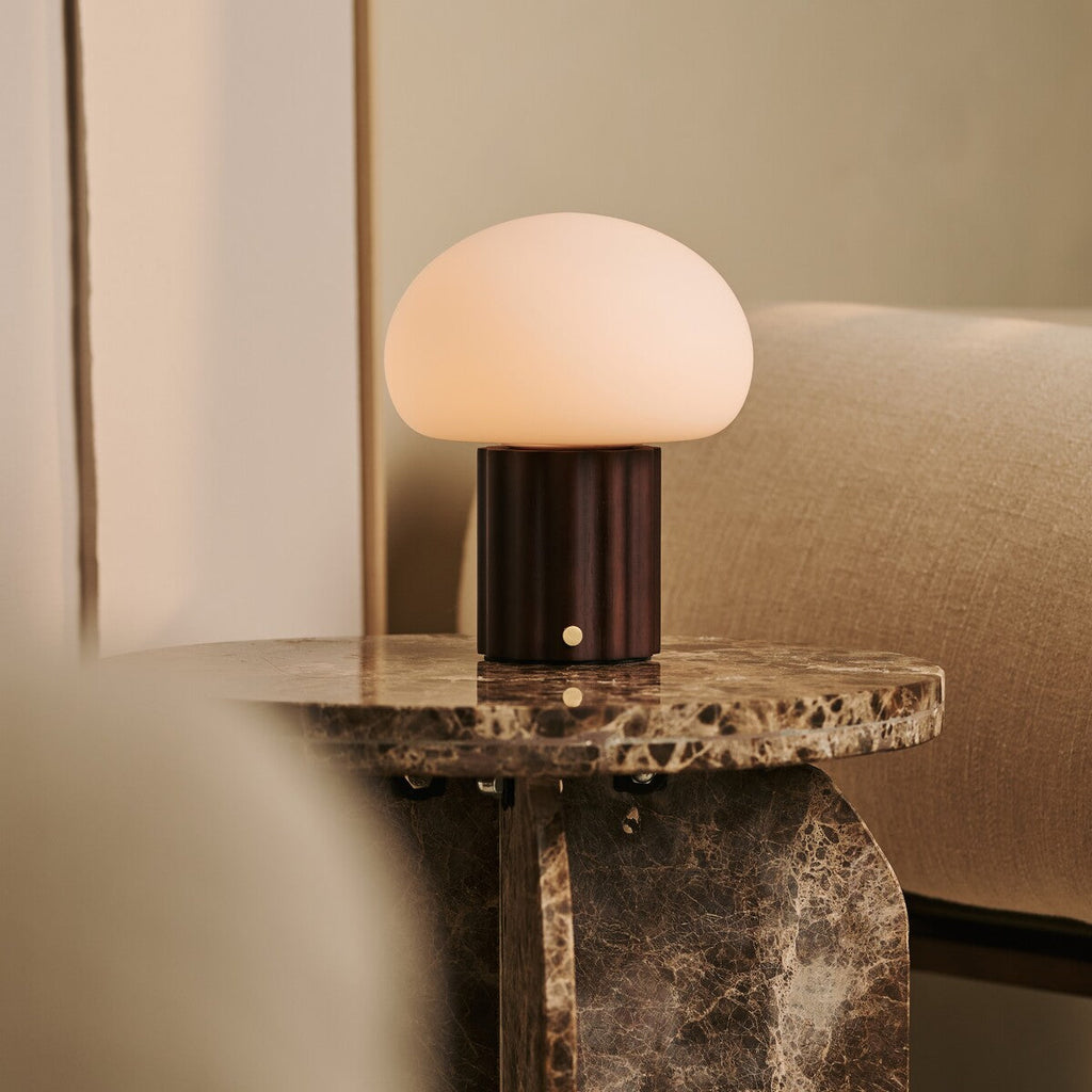 Jord Dark Brown Rechargeable Table Lamp | Wireless, Unique & Up to 100 Hours of Light