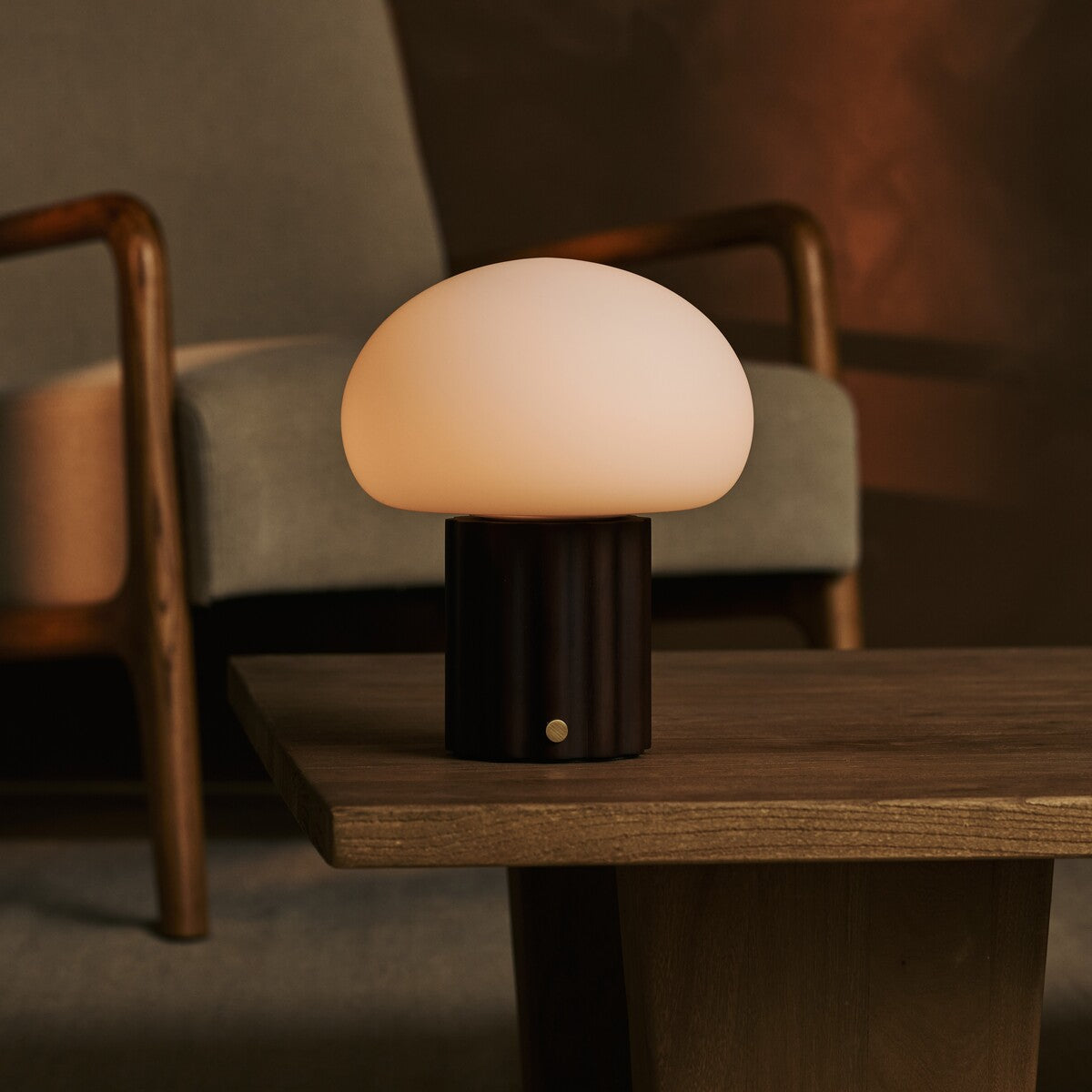 Jord Dark Brown Rechargeable Table Lamp | Wireless, Unique & Up to 100 Hours of Light