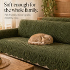 Plush Non-Slip Sofa Cover with Embossed Botanical Texture