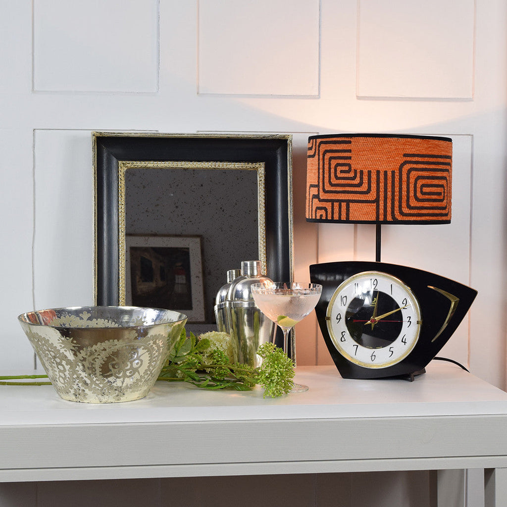 Vintage Clock Lamp - Orange and Black