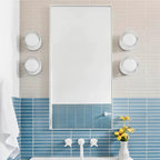 LYSEN Nordic LED Wall Sconce Minimalist metal wall light; set of 4 with chrome finish and glass globes beside a mirror