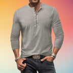 Men's Henley Shirt Long Sleeve Slim Fit Button Placket