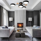 Round Iron Semi-Flush Ceiling Light - LED Chandelier Fixture