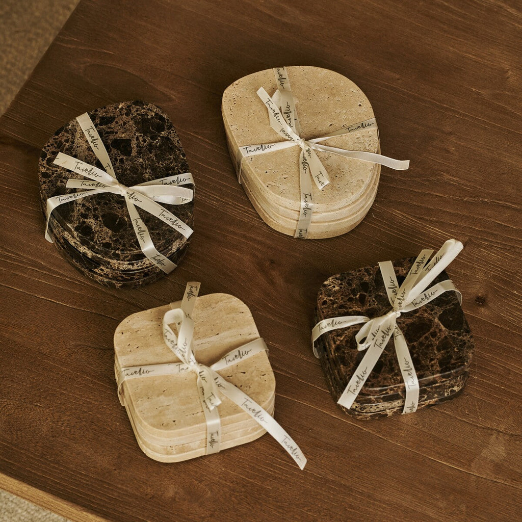 Li Coaster Set Organic Travertine Travertino Classico
