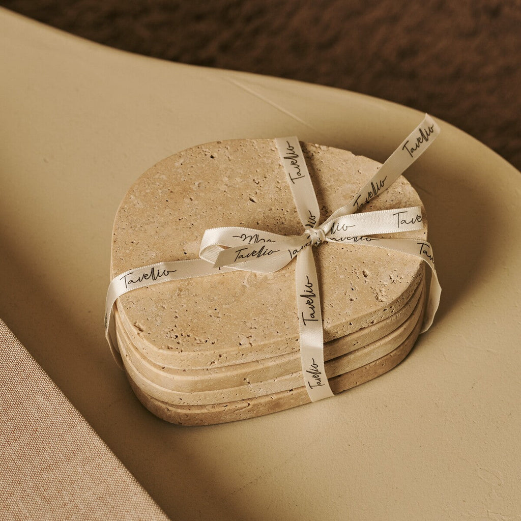 Li Coaster Set Organic Travertine Travertino Classico