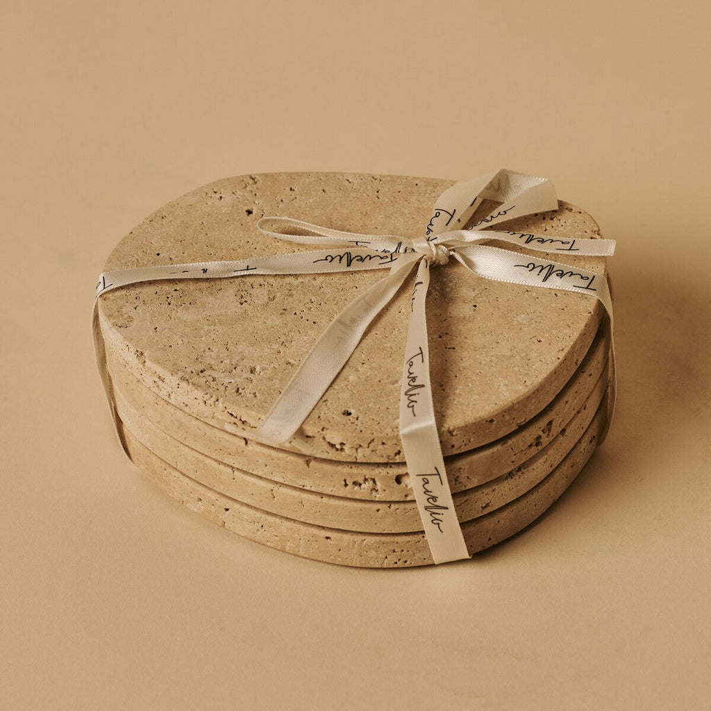 Li Coaster Set Organic Travertine Travertino Classico