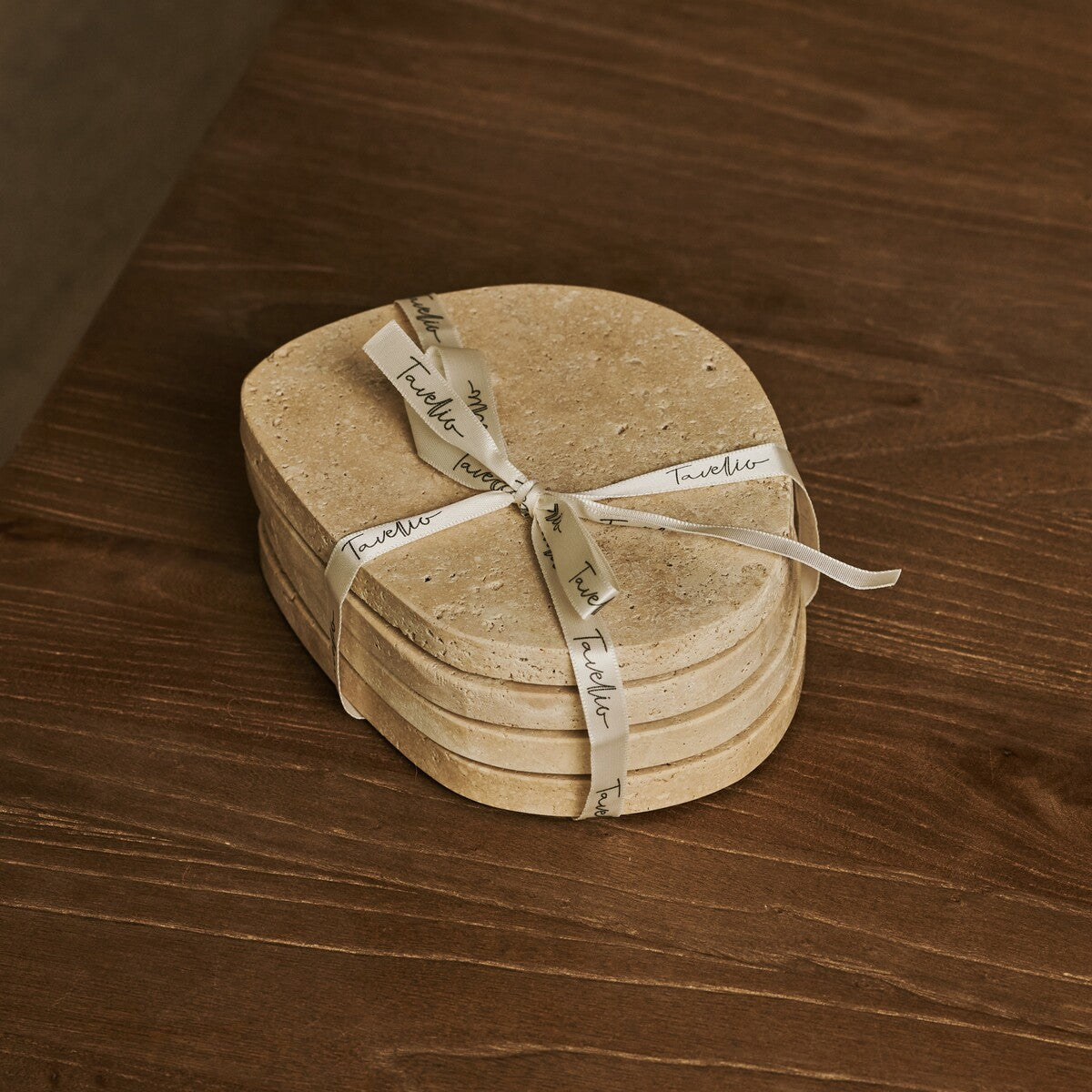 Li Coaster Set Organic Travertine Travertino Classico