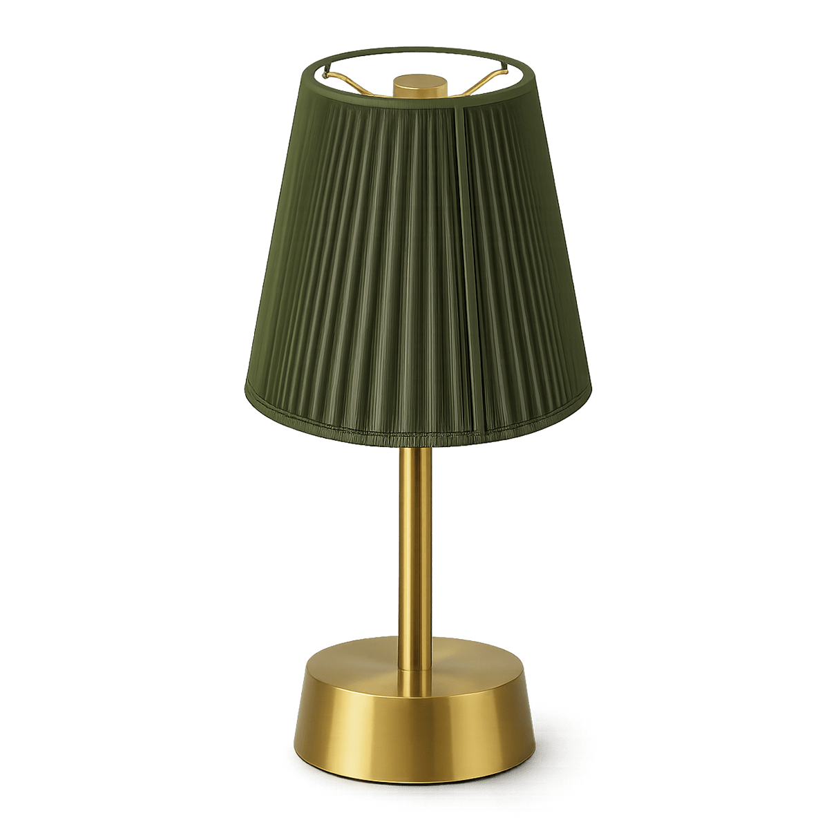 Liberty Rechargeable Cordless Table Lamp - Brass - Moss Green Shade [C]