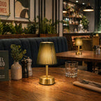 Liberty Rechargeable Cordless Table Lamp - Brass - Moss Green Shade [C]
