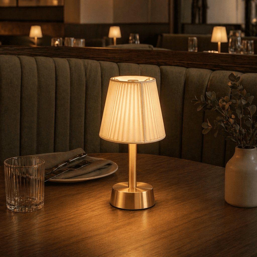 Liberty Rechargeable Cordless Table Lamp - Brass - Ivory Shade [C]