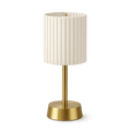 Liberty Rechargeable Cordless Table Lamp - Brass - Ivory Pleated Shade [A]