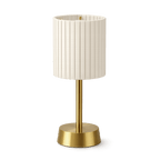 Liberty Rechargeable Cordless Table Lamp - Brass - Ivory Pleated Shade [A]