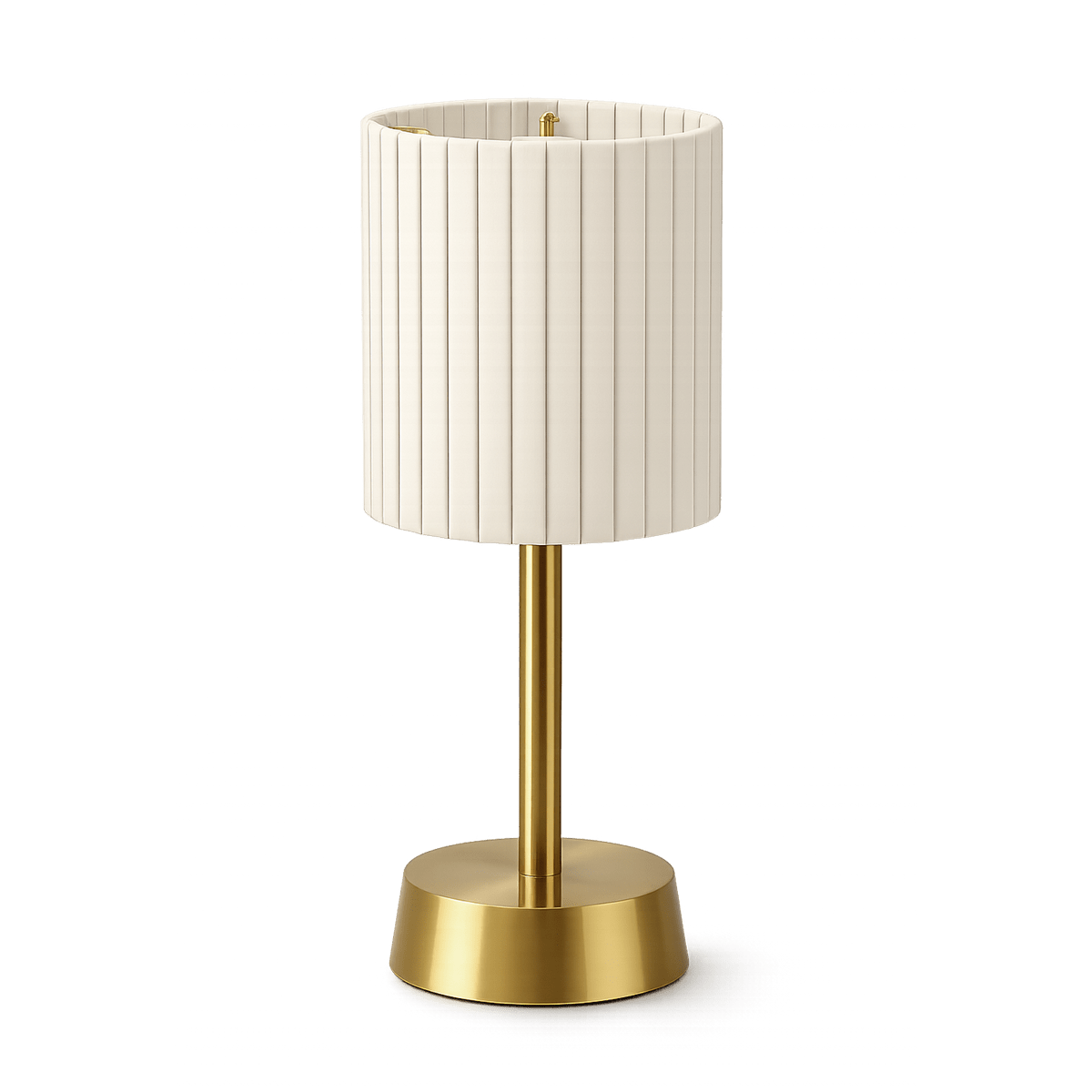 Liberty Rechargeable Cordless Table Lamp - Brass - Ivory Pleated Shade [A]
