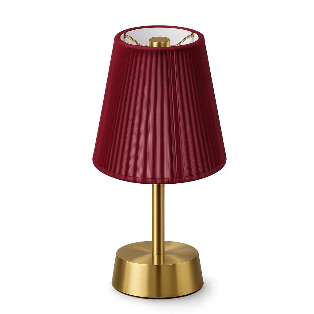 Liberty Rechargeable Cordless Table Lamp - Brass - Red Shade [C]