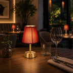 Liberty Rechargeable Cordless Table Lamp - Brass - Red Shade [C]