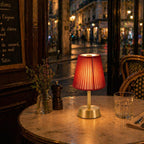 Liberty Rechargeable Cordless Table Lamp - Brass - Red Shade [C]