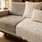 Plush Non-Slip Sofa Cover with Embossed Botanical Texture