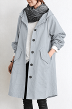 Women's Waterproof Trench Coat with Hood – Spring & Autumn Jacket