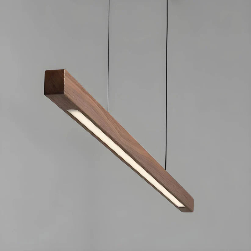 Wooden LED Pendant Light, Linear Bar Shade
