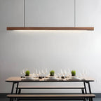 Wooden LED Pendant Light, Linear Bar Shade