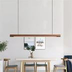 Wooden LED Pendant Light, Linear Bar Shade