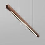 Wooden LED Pendant Light, Linear Bar Shade