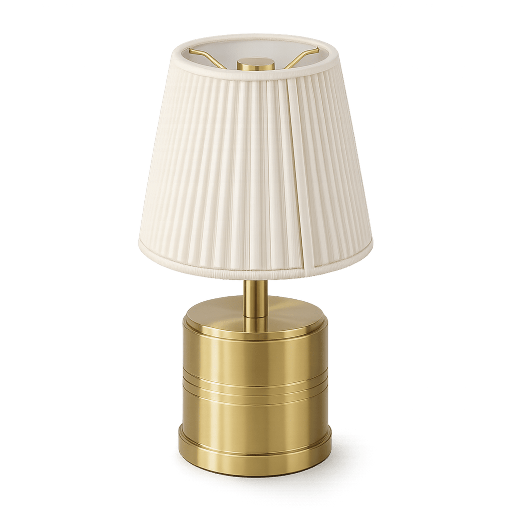 Luxe Rechargeable Cordless Table Lamp - Brass - Ivory Cotton Shade [C]