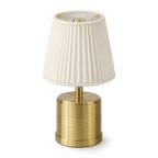 Luxe Rechargeable Cordless Table Lamp - Brass - Ivory Cotton Shade [C]