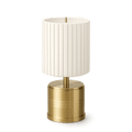 Luxe Rechargeable Cordless Table Lamp - Brass - Ivory Pleated Shade [A]