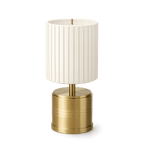 Luxe Rechargeable Cordless Table Lamp - Brass - Ivory Pleated Shade [A]