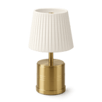Luxe Rechargeable Cordless Table Lamp - Brass - Ivory Pleated Shade [D]