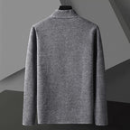 Men's Knit Cardigan with Stand Collar and Button Closure