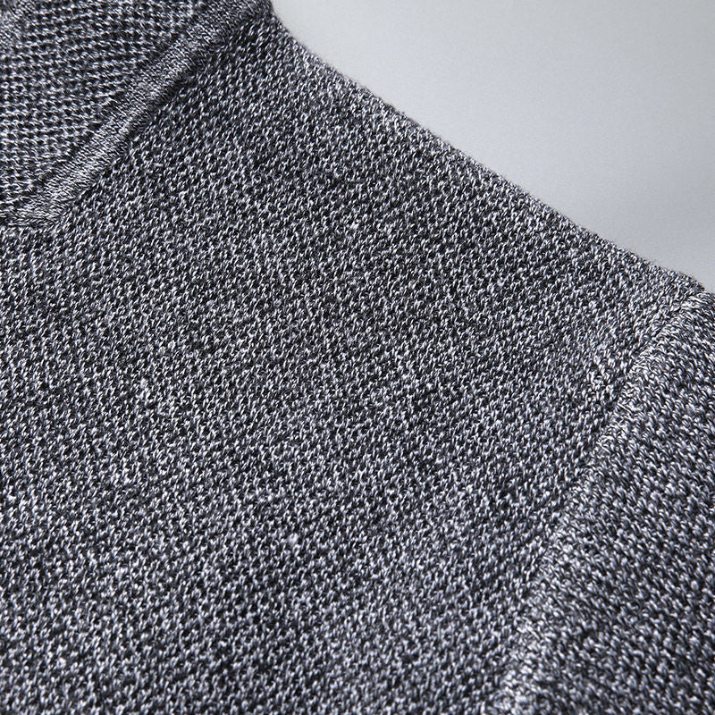 Men's Knit Cardigan with Stand Collar and Button Closure