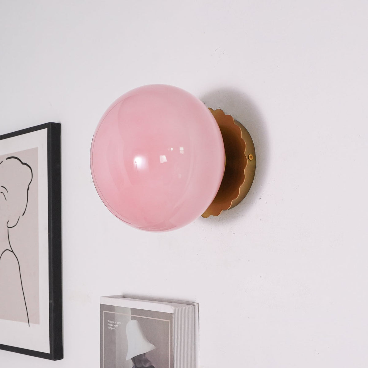 Wall Sconce Light with Glass Shade - Metal Wall Lamp for Living Room