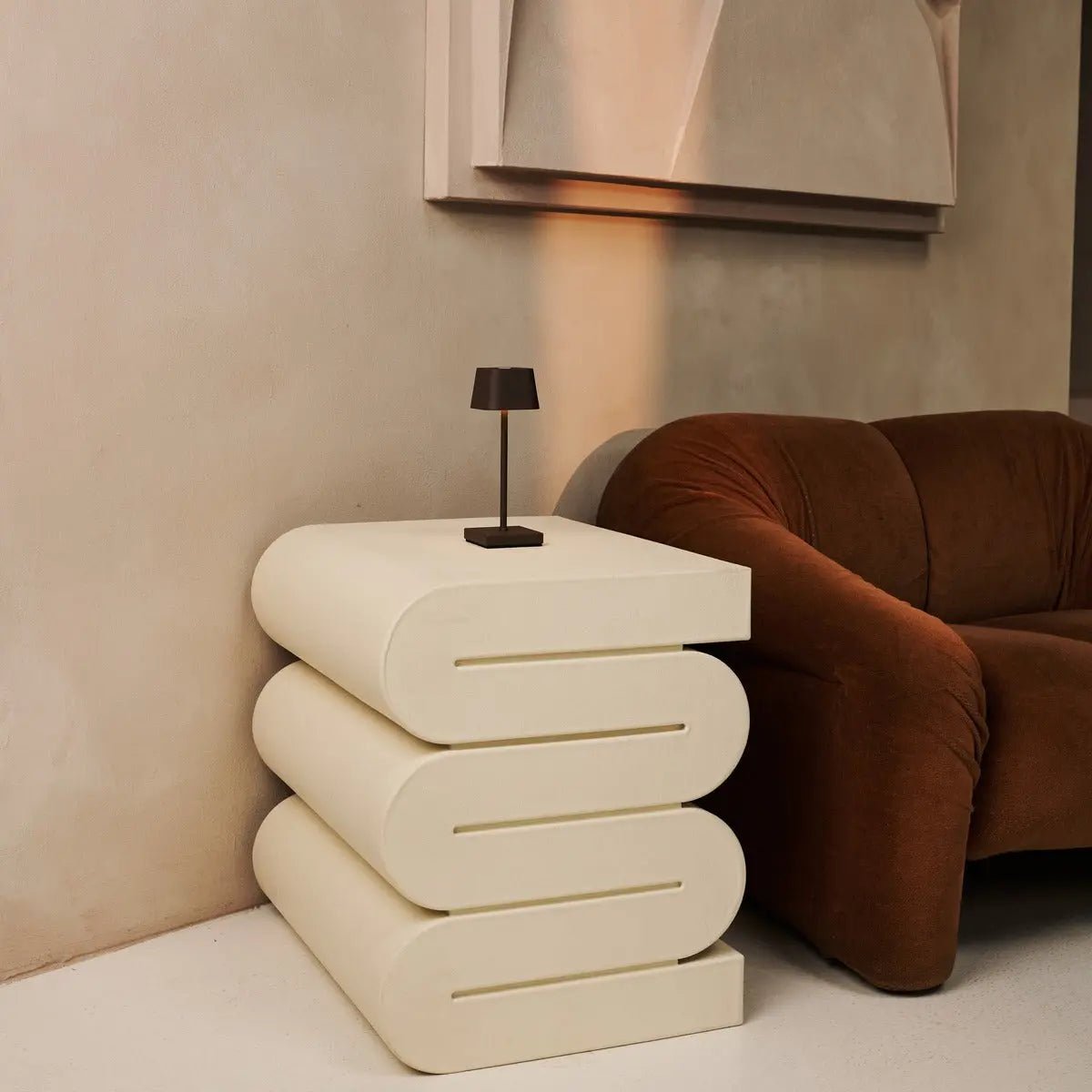 Sarphati Mini Mocha Brown Cordless Lamp | Wireless Charging via Charging Station, Dimmable & 3 Light Modes