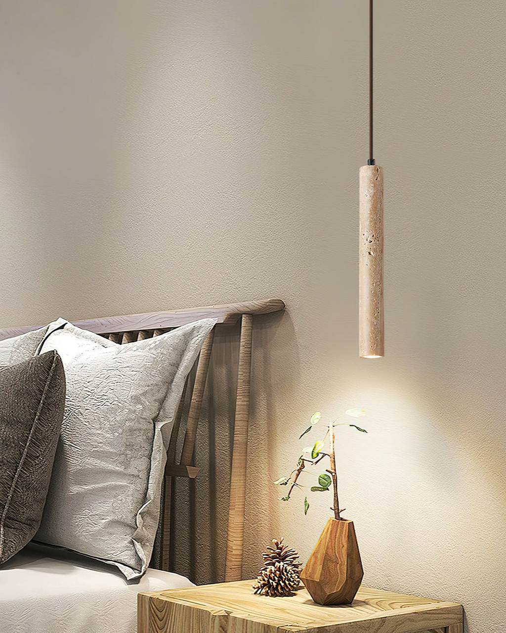 Travertine LED Ceiling Light - Minimalist Stone Fixture