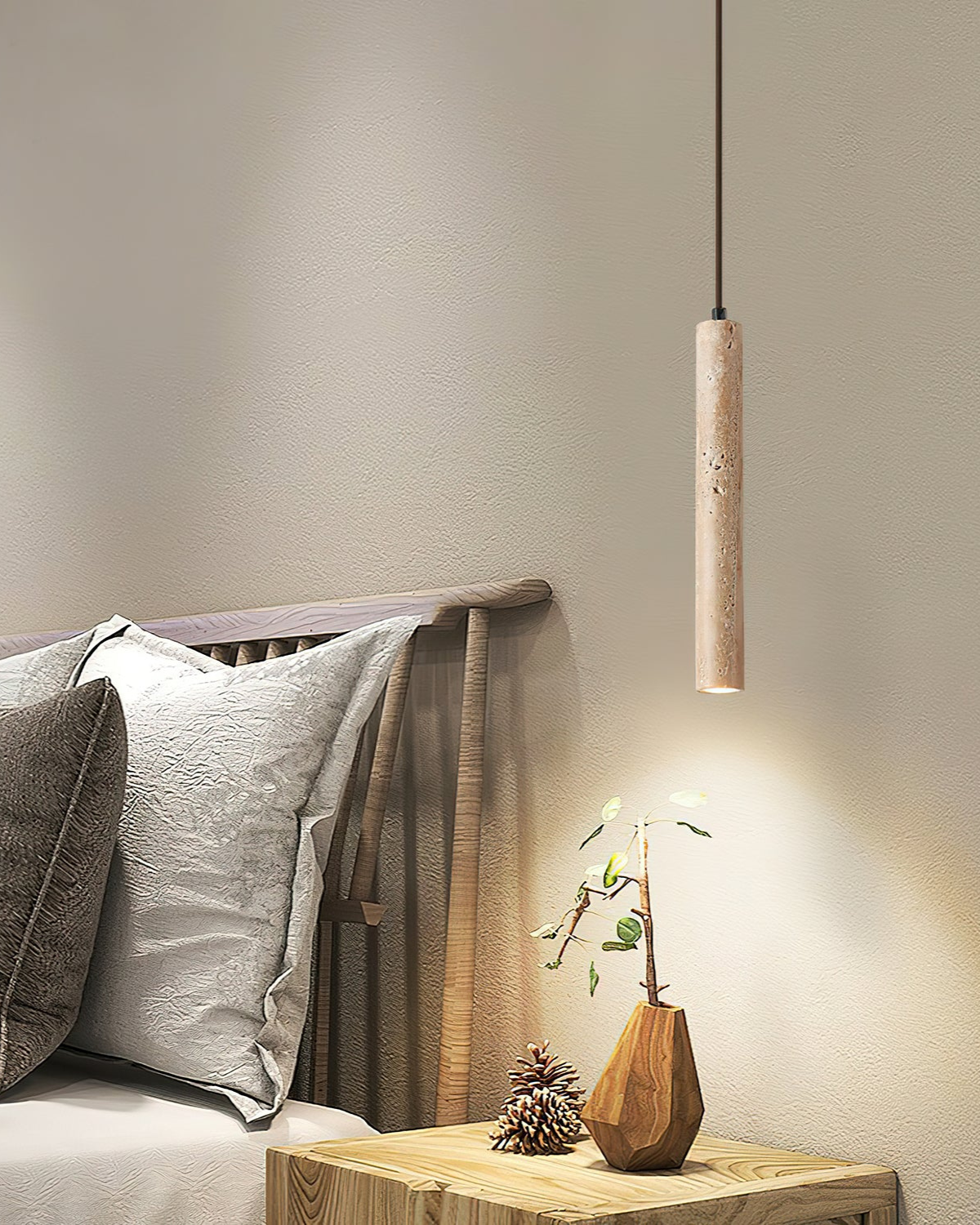 Travertine LED Ceiling Light - Minimalist Stone Fixture