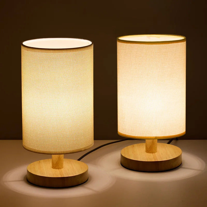 Organic Wood & Linen Lamp with Remote Control