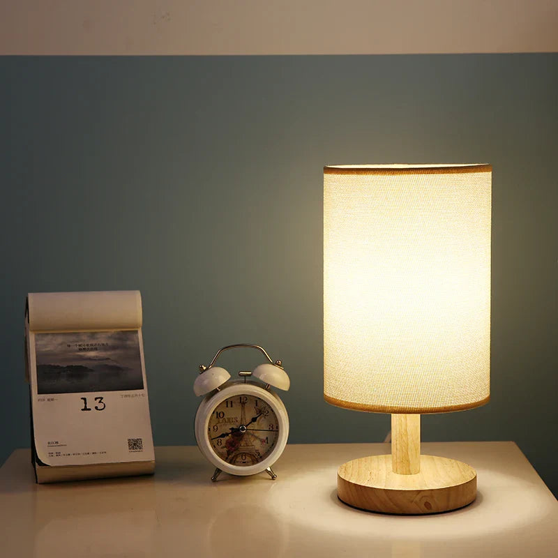 Organic Wood & Linen Lamp with Remote Control
