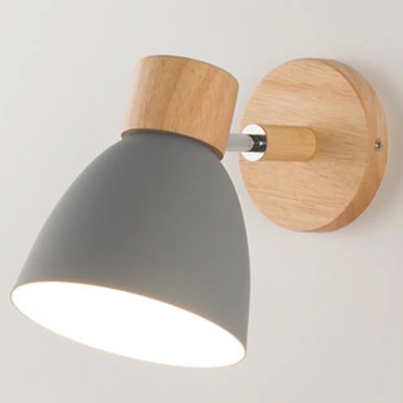 Adjustable Wall Sconce with Wood Detailing and Rotating Head